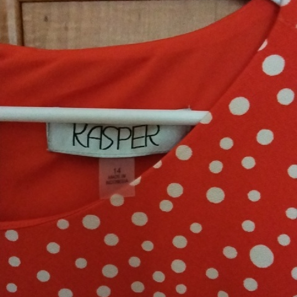 Kasper Vibrant Orange Dress with White Dots